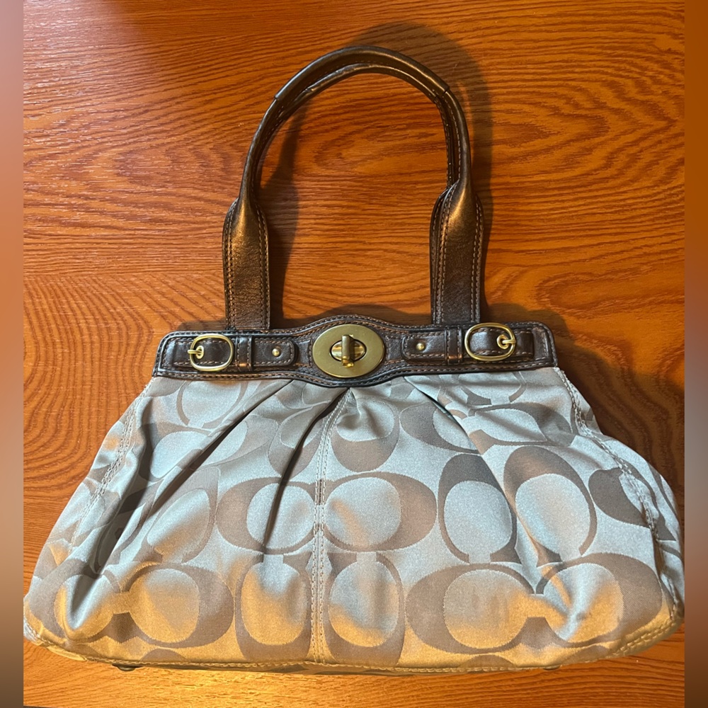 Coach Leather Trim Satchel Shoulder Purse
